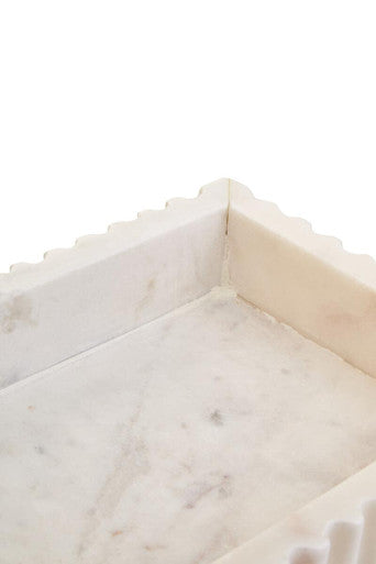 Rectangular White Fluted Marble Tray | Savio