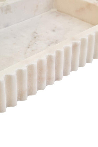 Rectangular White Fluted Marble Tray | Savio