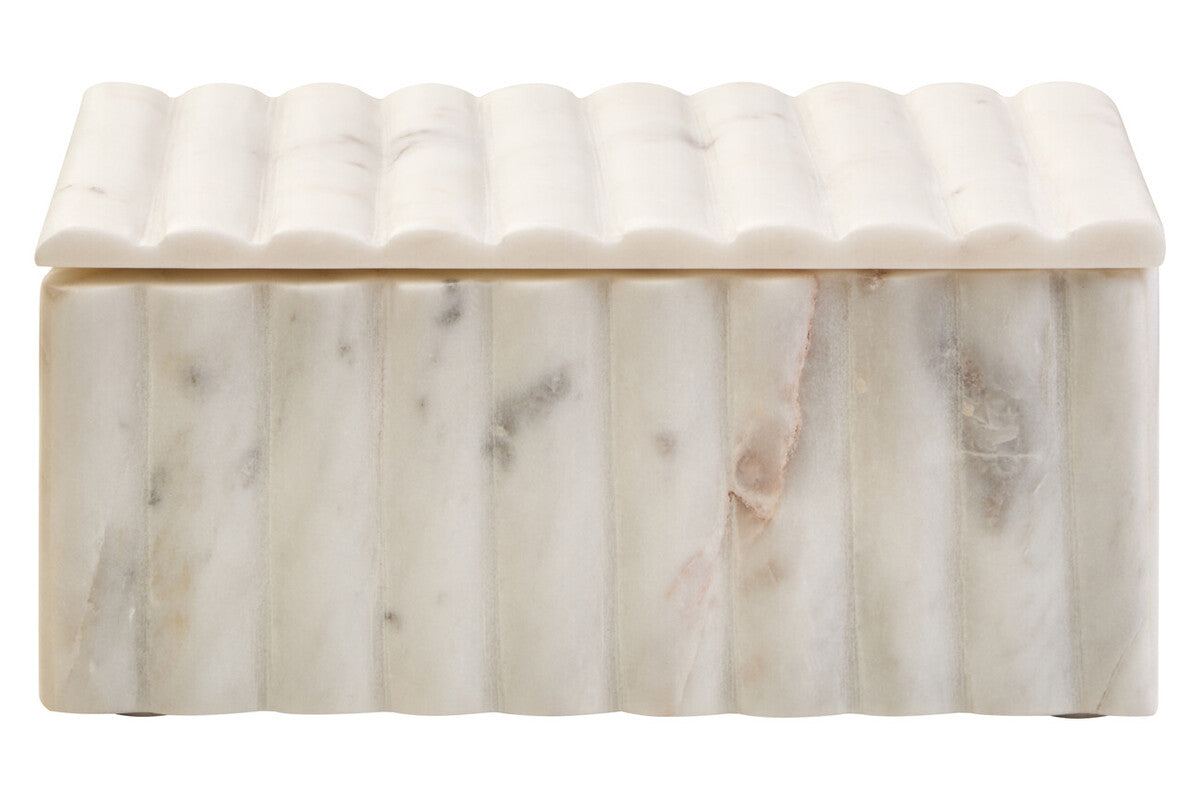 Rectangular White Fluted Marble Box | Savio