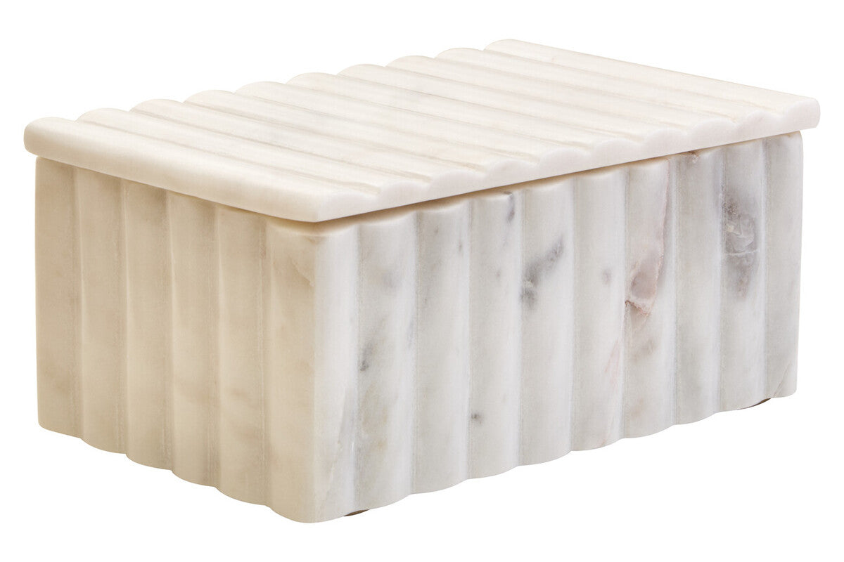 Rectangular White Fluted Marble Box | Savio