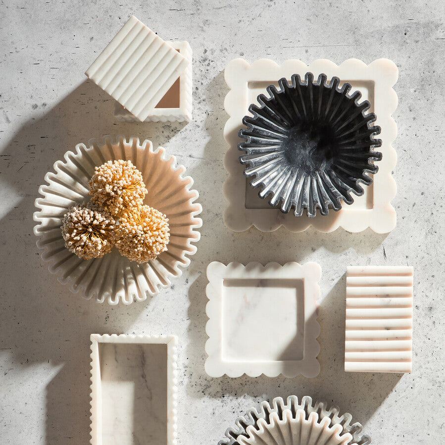 Rectangular White Fluted Marble Box | Savio