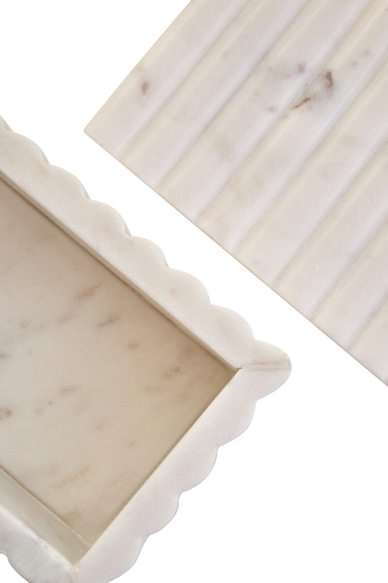 Rectangular White Fluted Marble Box | Savio