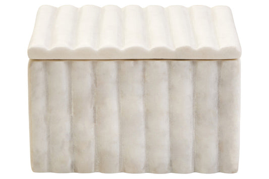Square White Fluted Marble Box | Savio