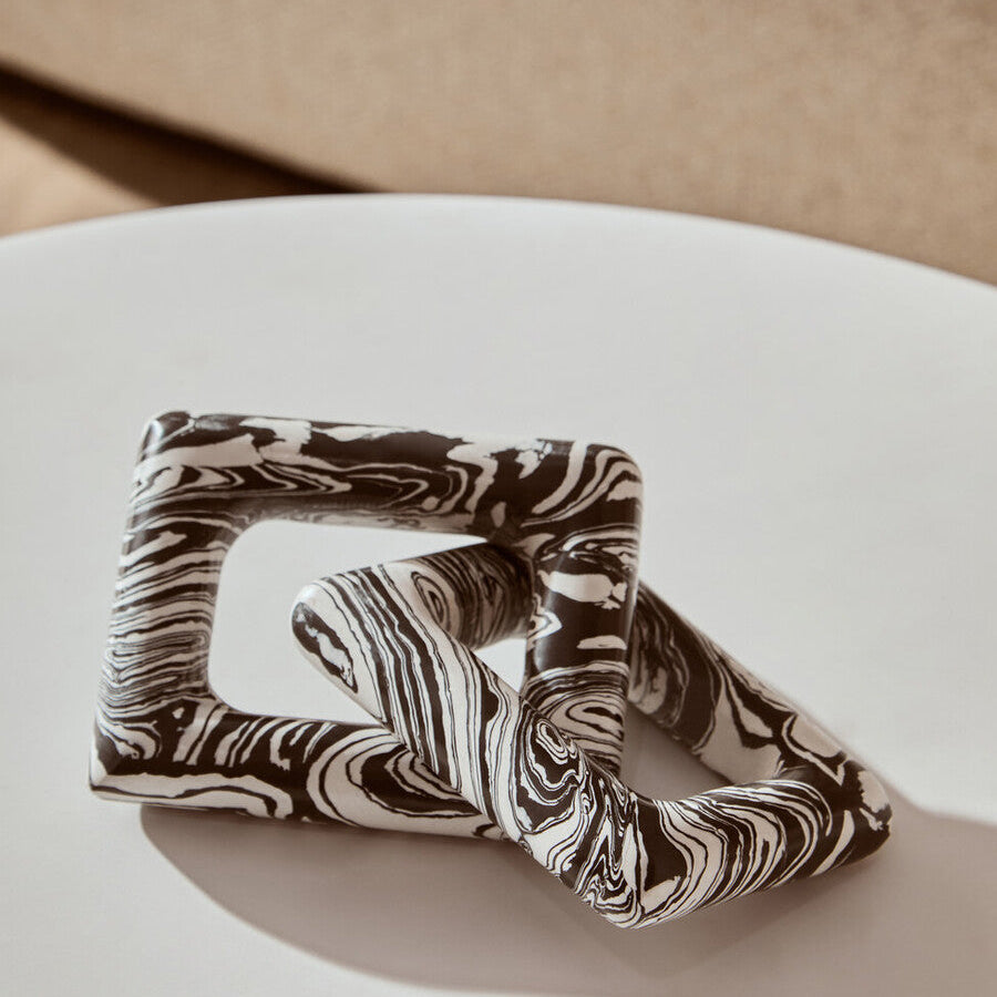 Black and White Marble Two Link Chain | Helsa