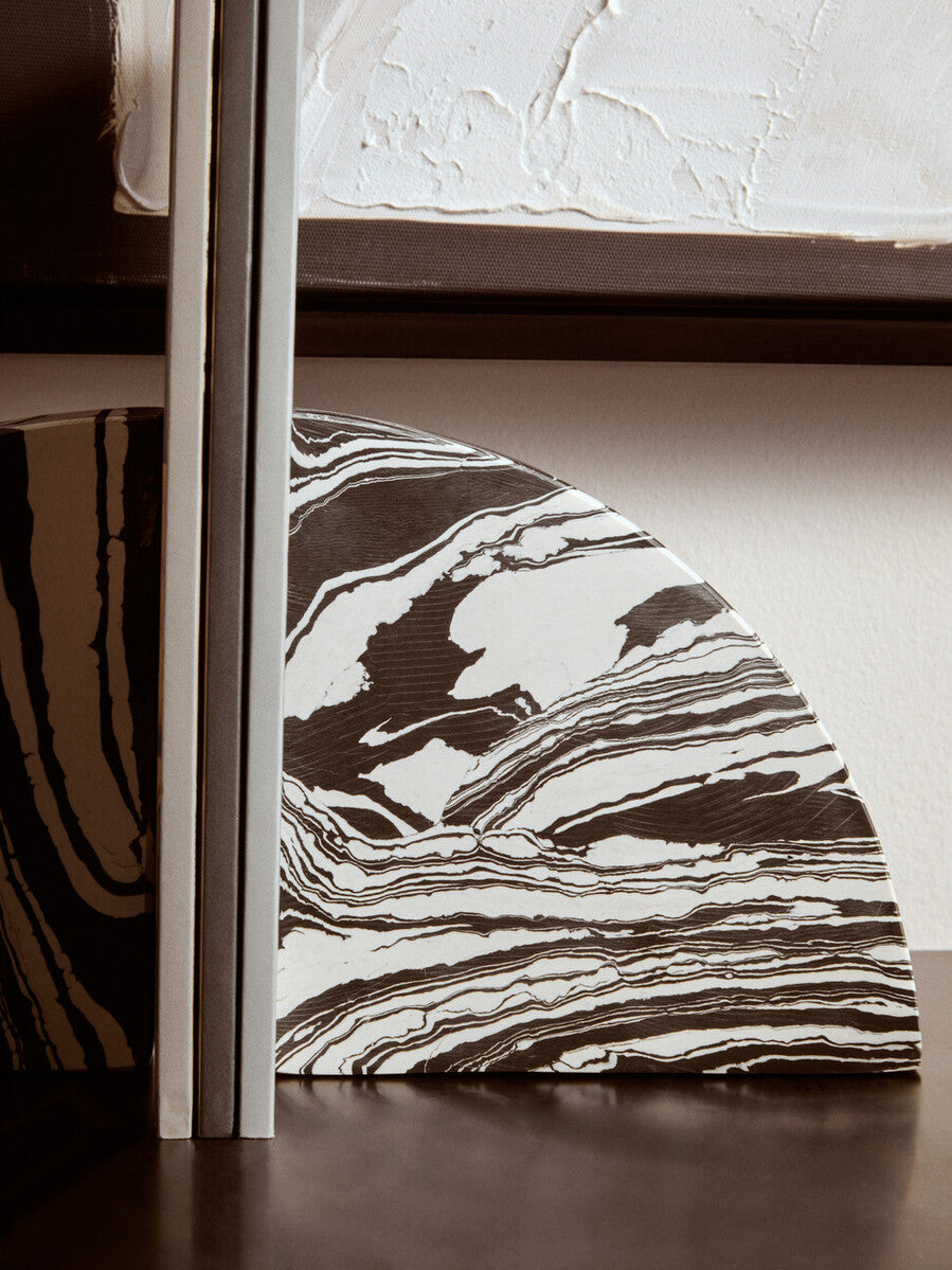 Black and White Marble Set of Two Bookends | Helsa