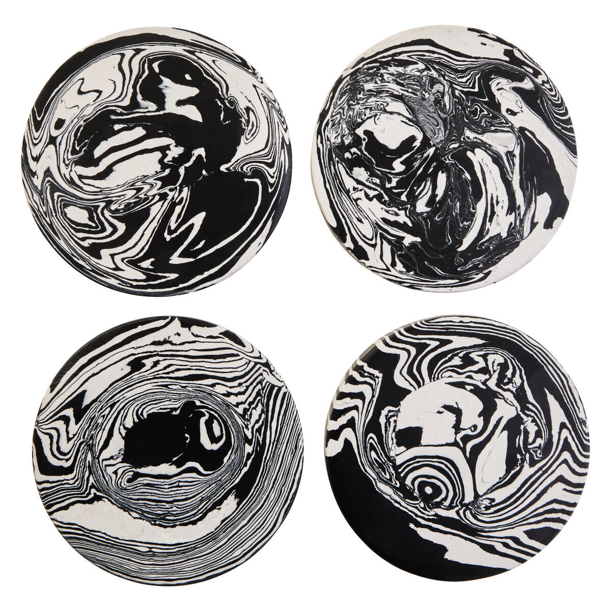 Set of Four Black and White Marble Coasters | Helsa