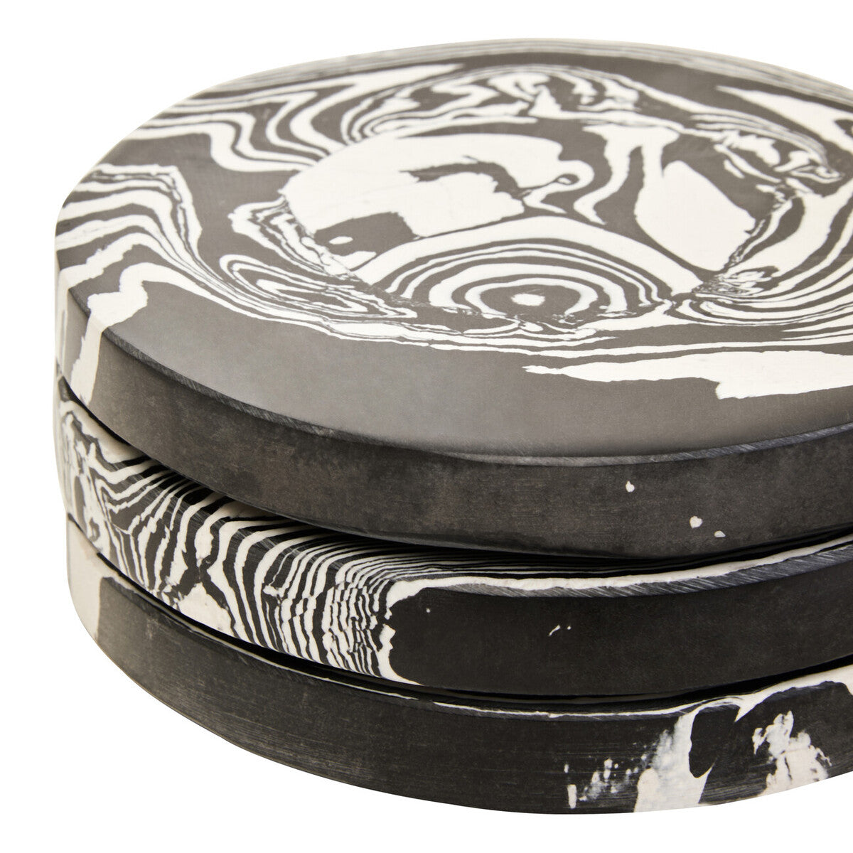 Set of Four Black and White Marble Coasters | Helsa
