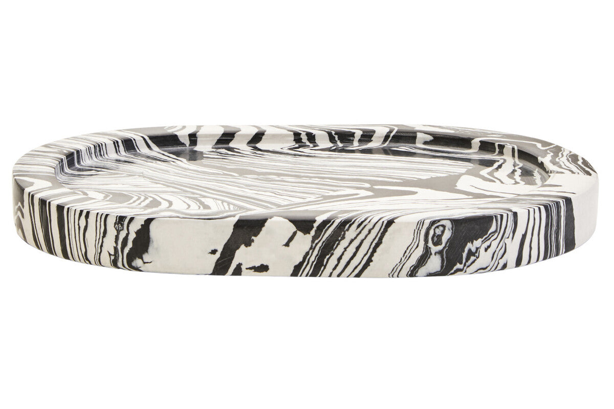 Black and White Oval Marble Tray | Helsa