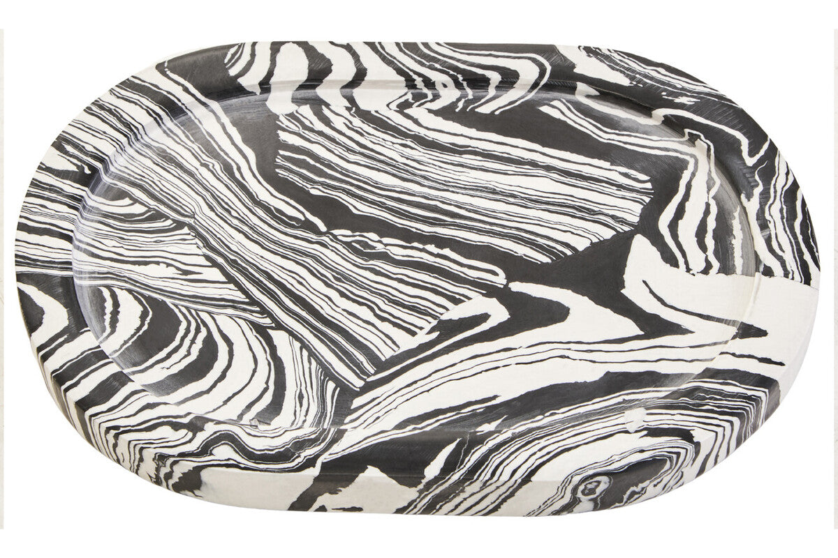Black and White Oval Marble Tray | Helsa