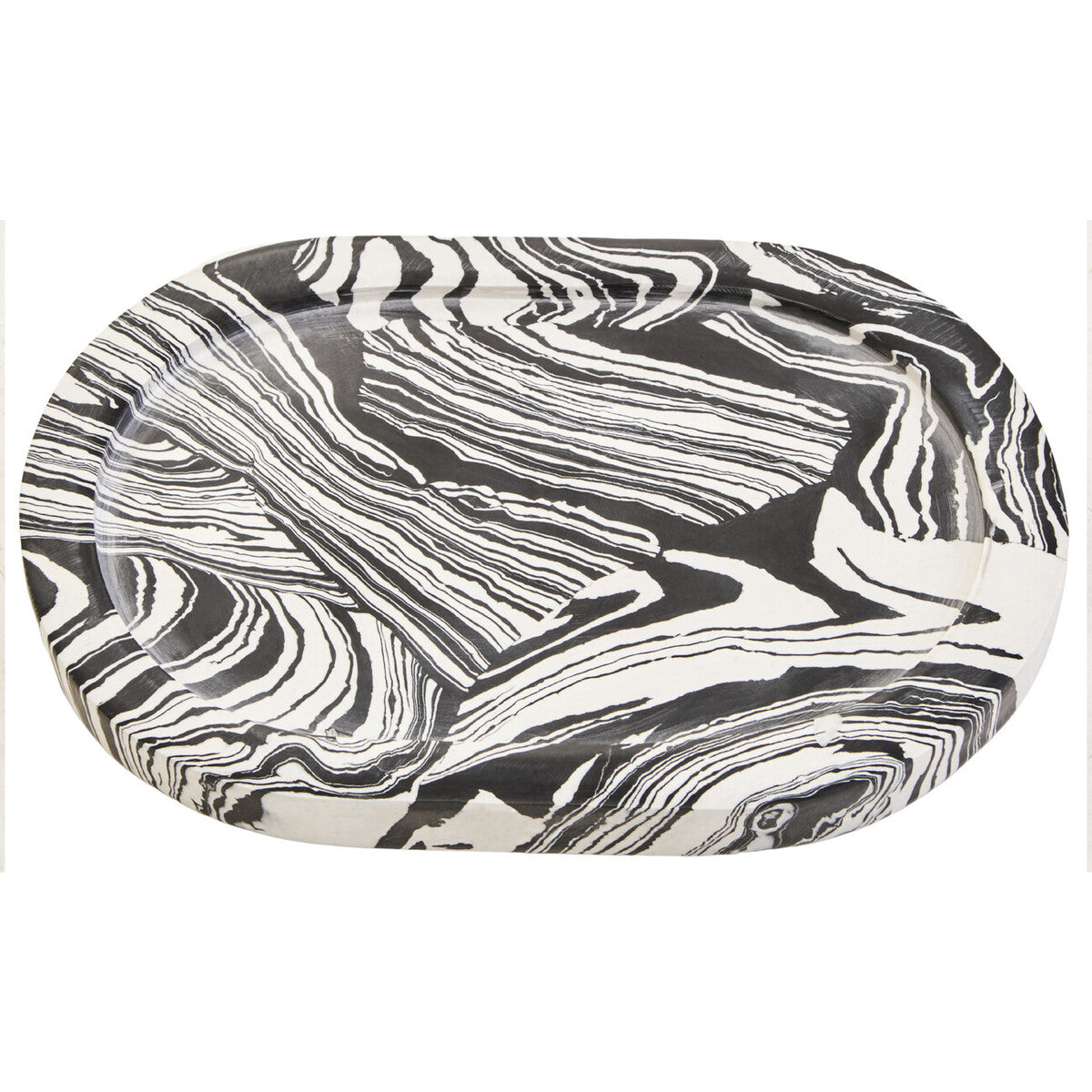 Black and White Oval Marble Tray | Helsa