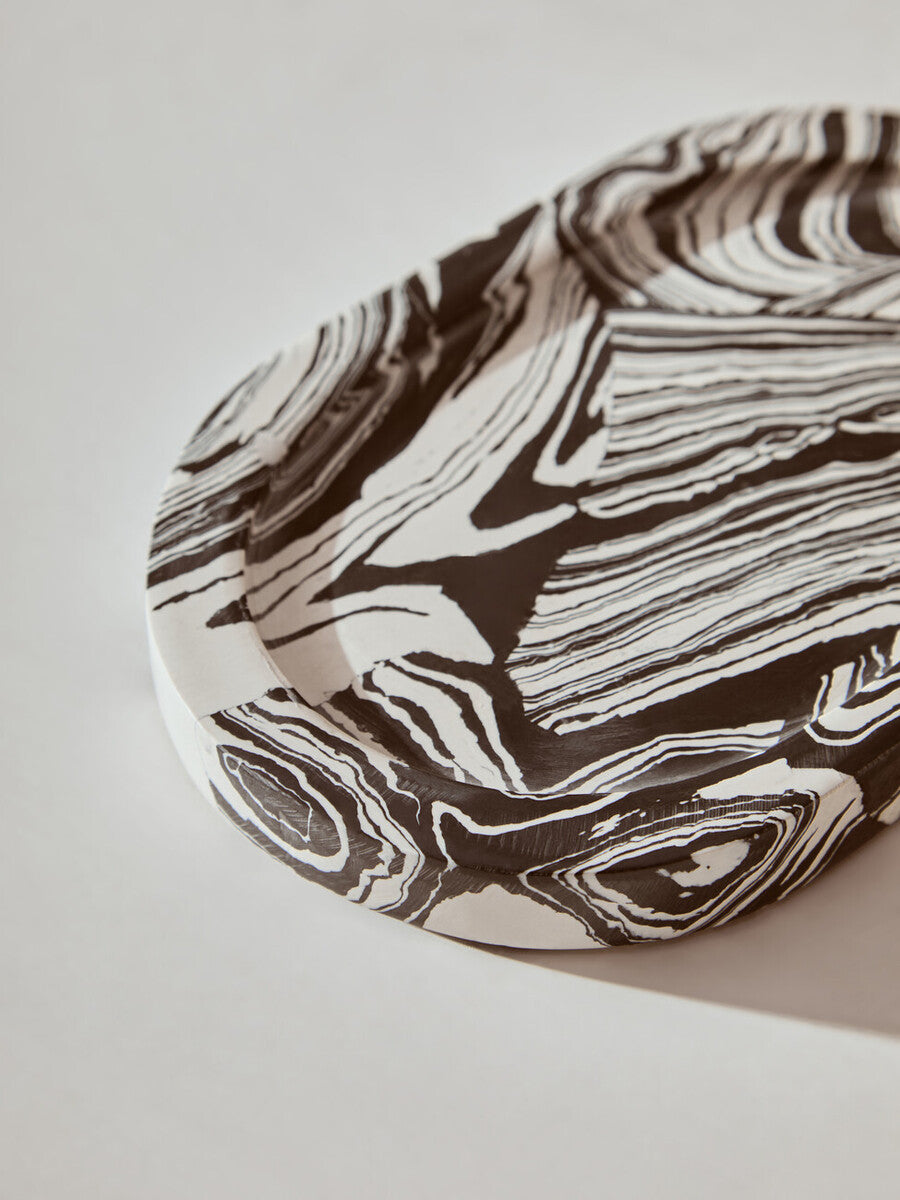 Black and White Oval Marble Tray | Helsa