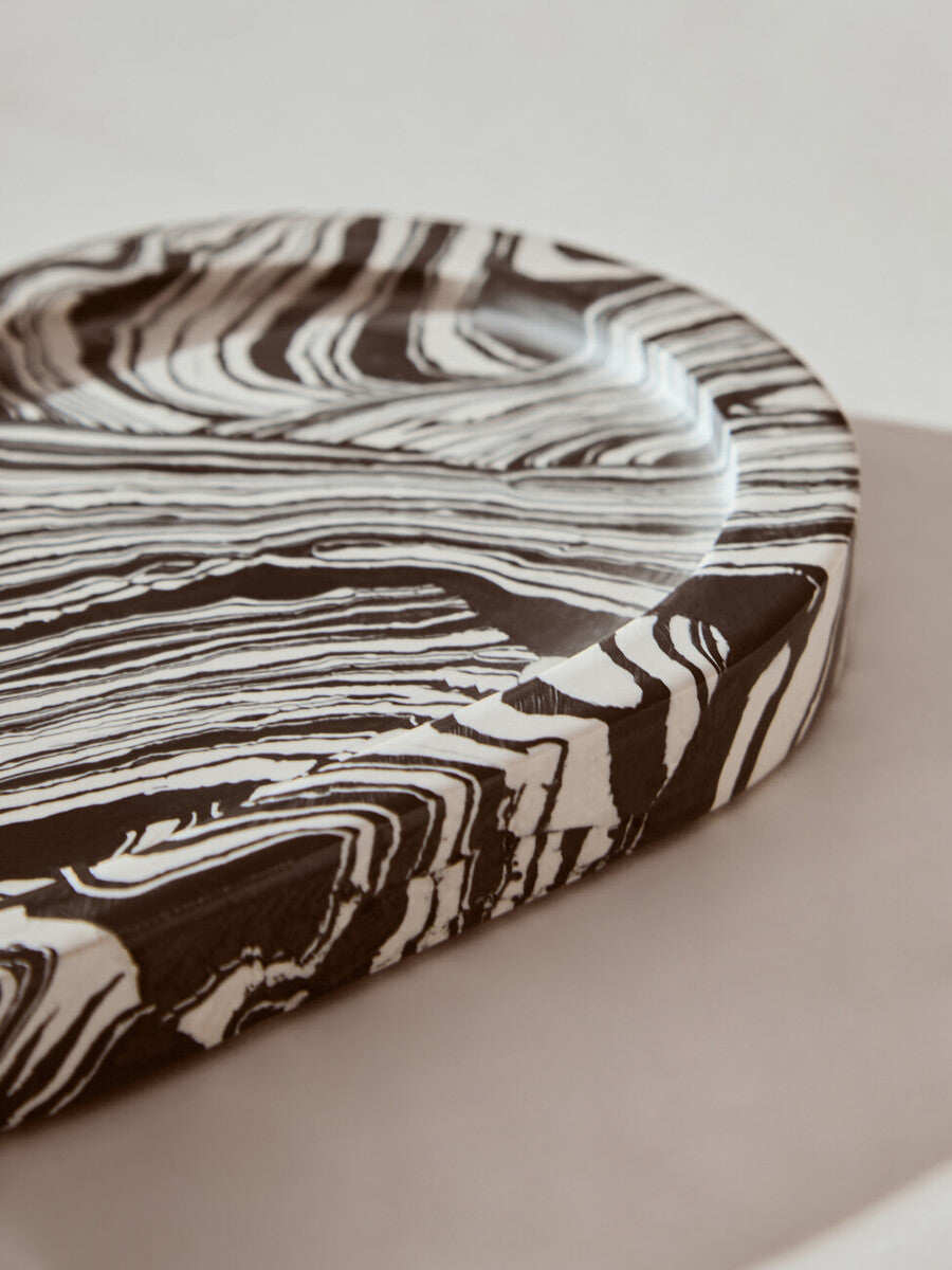 Black and White Oval Marble Tray | Helsa