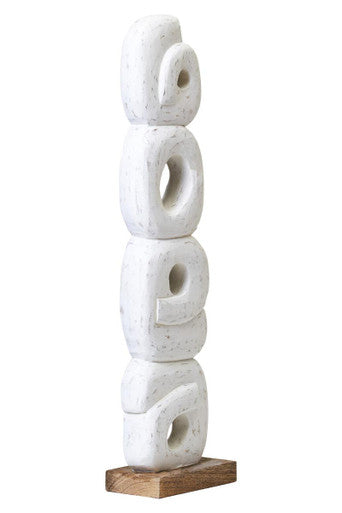 Rustic White Mango Wood Ring Sculpture | Fidel