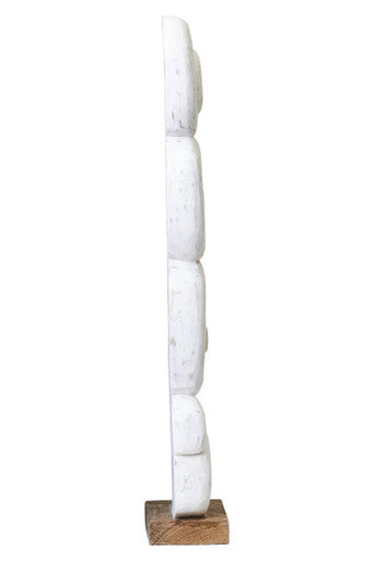 Rustic White Mango Wood Ring Sculpture | Fidel