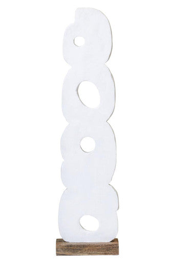 Rustic White Mango Wood Ring Sculpture | Fidel