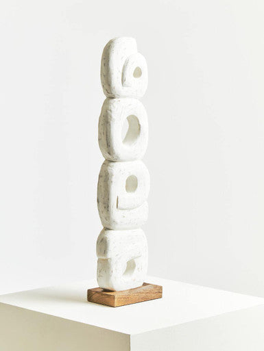 Rustic White Mango Wood Ring Sculpture | Fidel