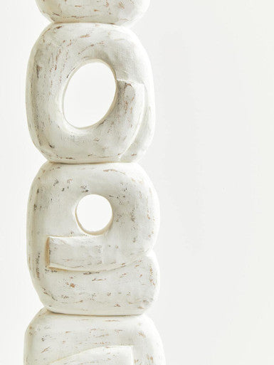 Rustic White Mango Wood Ring Sculpture | Fidel