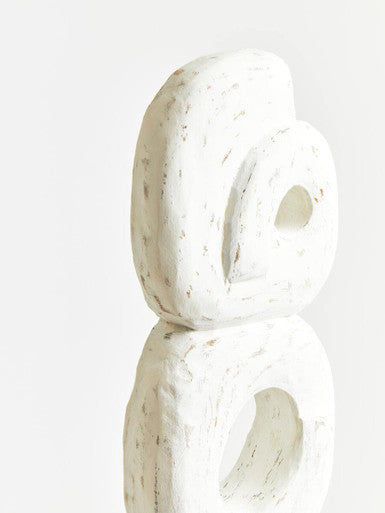 Rustic White Mango Wood Ring Sculpture | Fidel