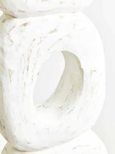 Rustic White Mango Wood Ring Sculpture | Fidel
