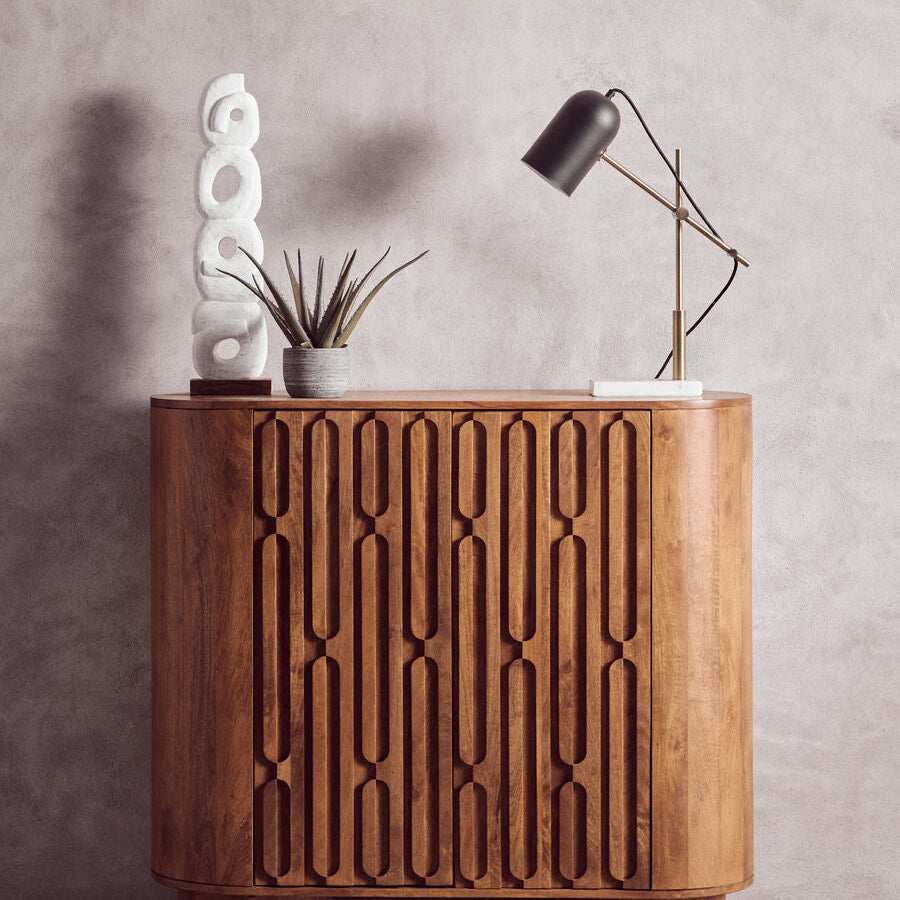 Rustic White Mango Wood Ring Sculpture | Fidel