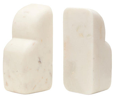 White Marble Set of Two Bookends | Savio