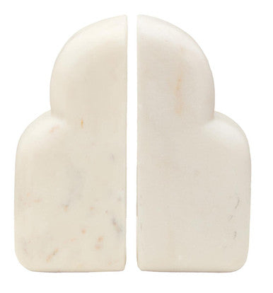 White Marble Set of Two Bookends | Savio