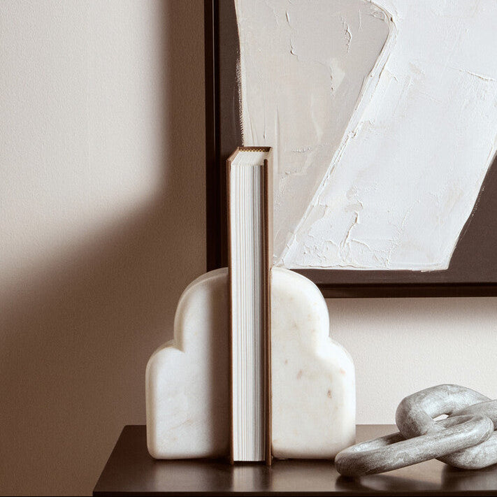White Marble Set of Two Bookends | Savio