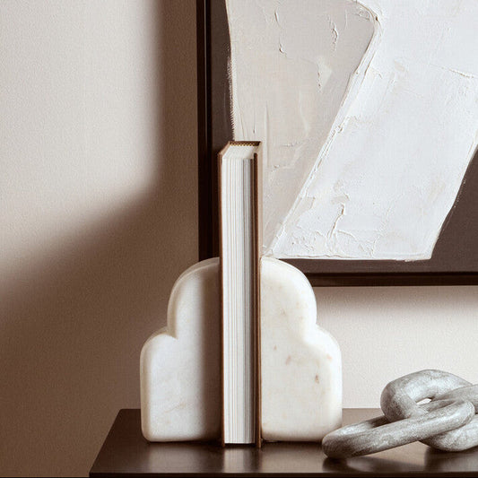 White Marble Set of Two Bookends | Savio