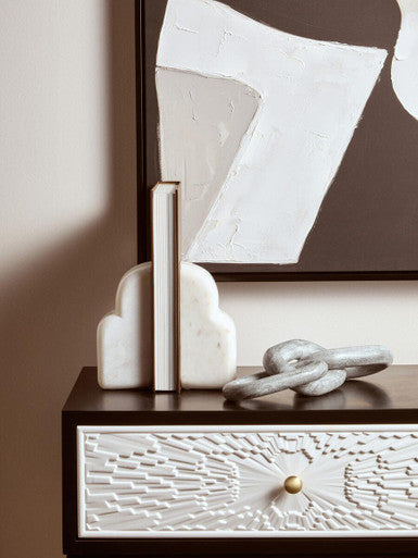 White Marble Set of Two Bookends | Savio
