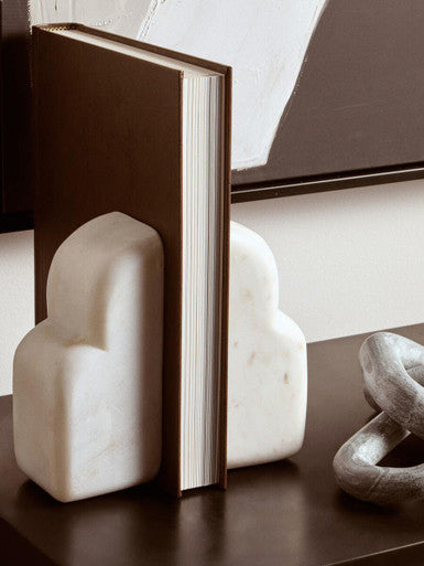 White Marble Set of Two Bookends | Savio
