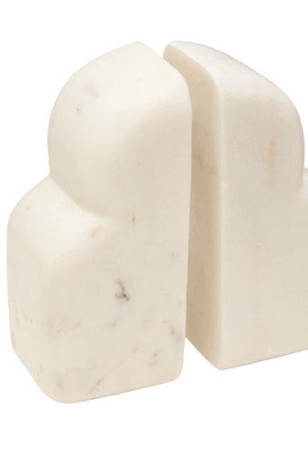 White Marble Set of Two Bookends | Savio