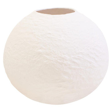 Cotton Mache Small White Round Vase | Sanai