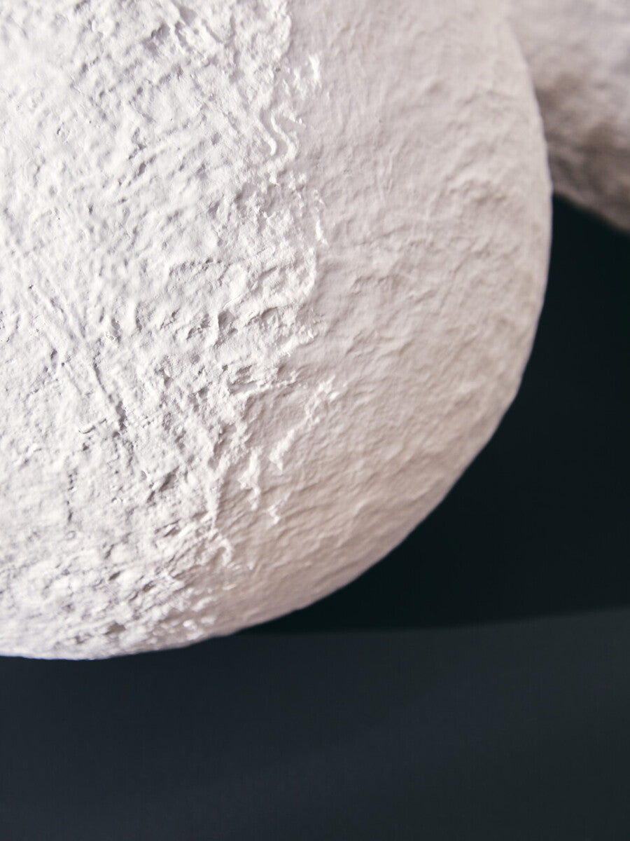 Cotton Mache Small White Round Vase | Sanai