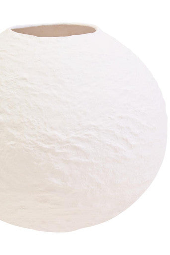 Cotton Mache Small White Round Vase | Sanai