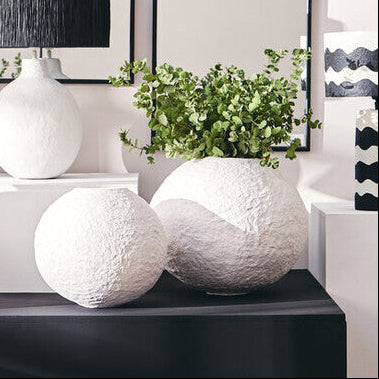 Cotton Mache Small White Round Vase | Sanai
