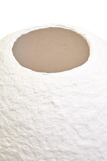 Cotton Mache Large White Round Vase | Sanai