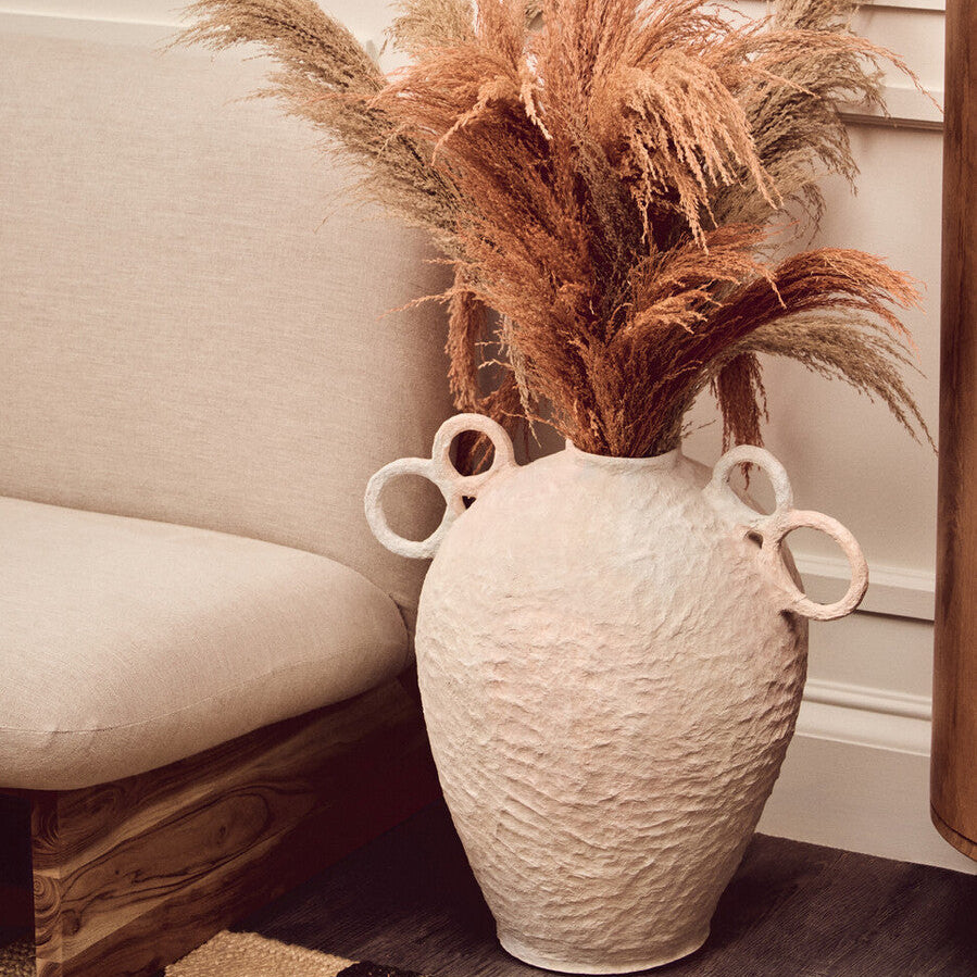 Cotton Mache Large Vase with Decorative Handles | Sanai
