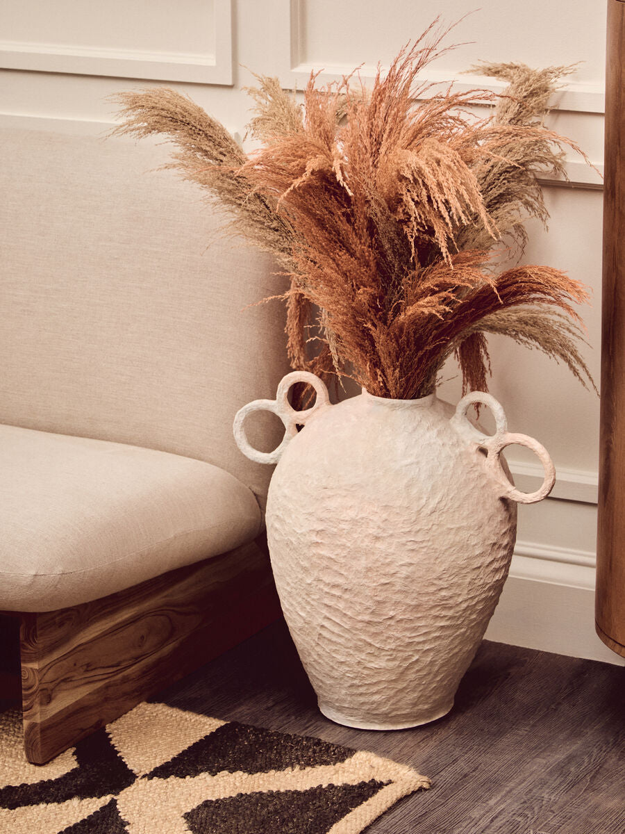 Cotton Mache Large Vase with Decorative Handles | Sanai