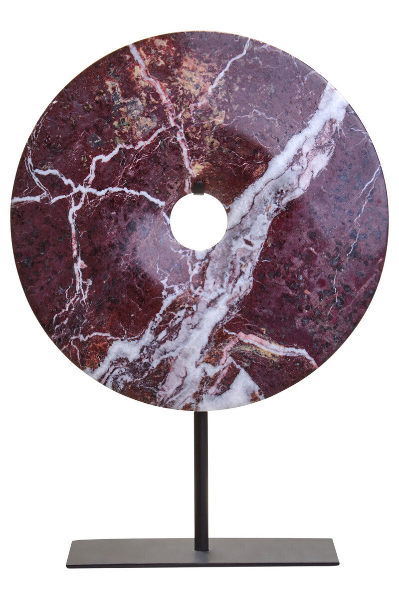 Small Red Marble Round Dia 20cm Disc Sculpture | Salmo