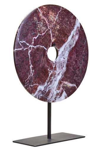 Small Red Marble Round Dia 20cm Disc Sculpture | Salmo