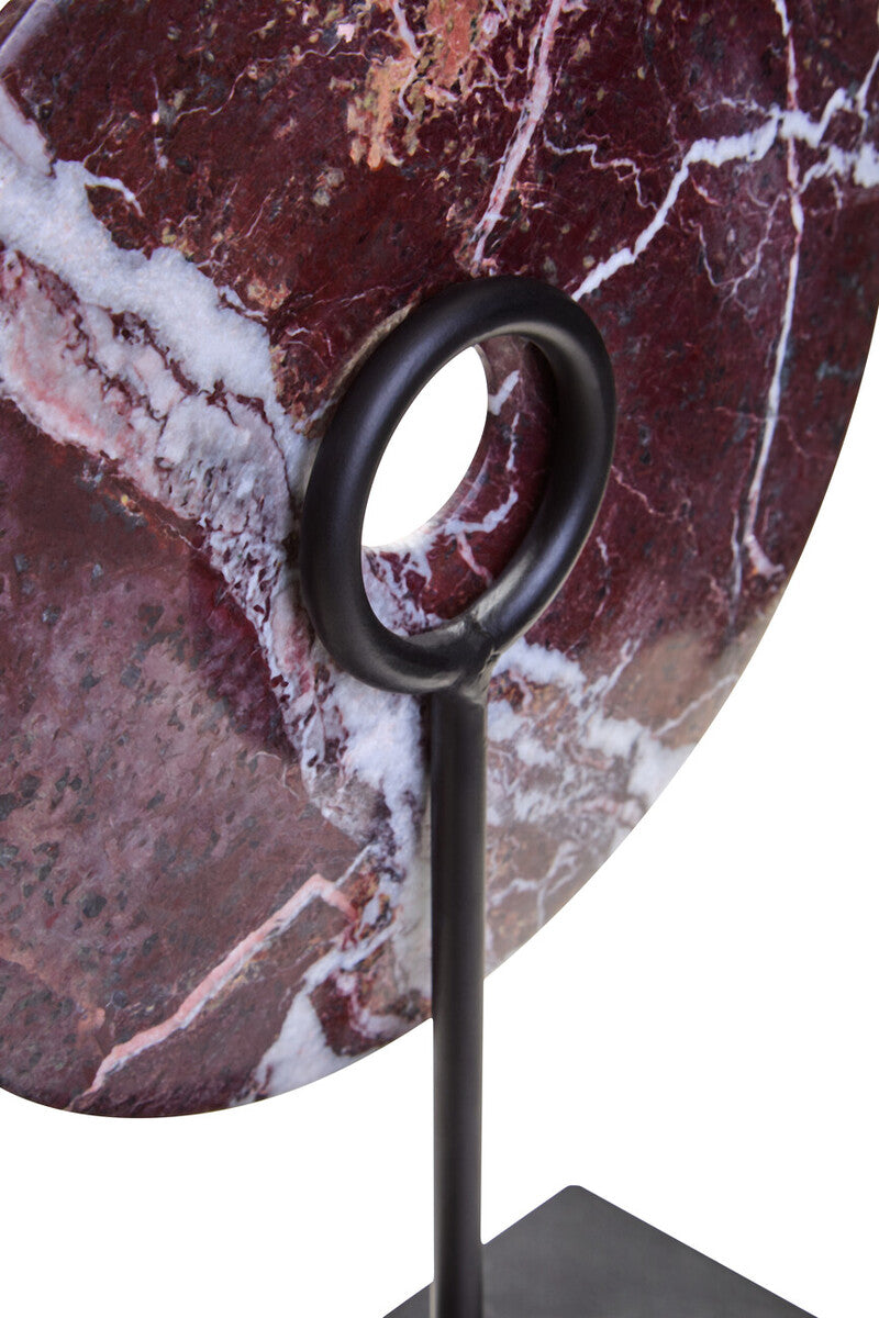 Small Red Marble Round Dia 20cm Disc Sculpture | Salmo