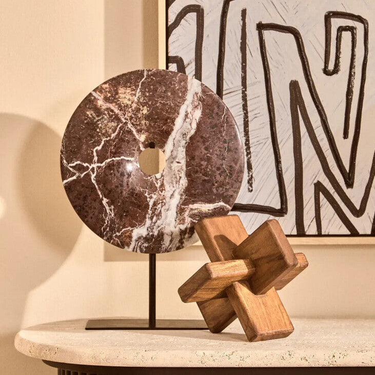 Small Red Marble Round Dia 20cm Disc Sculpture | Salmo