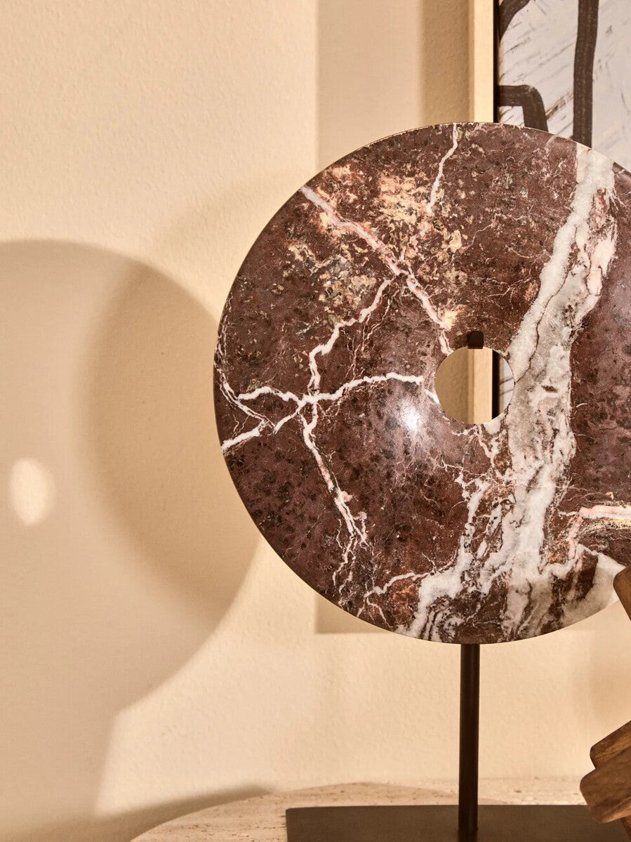 Small Red Marble Round Dia 20cm Disc Sculpture | Salmo