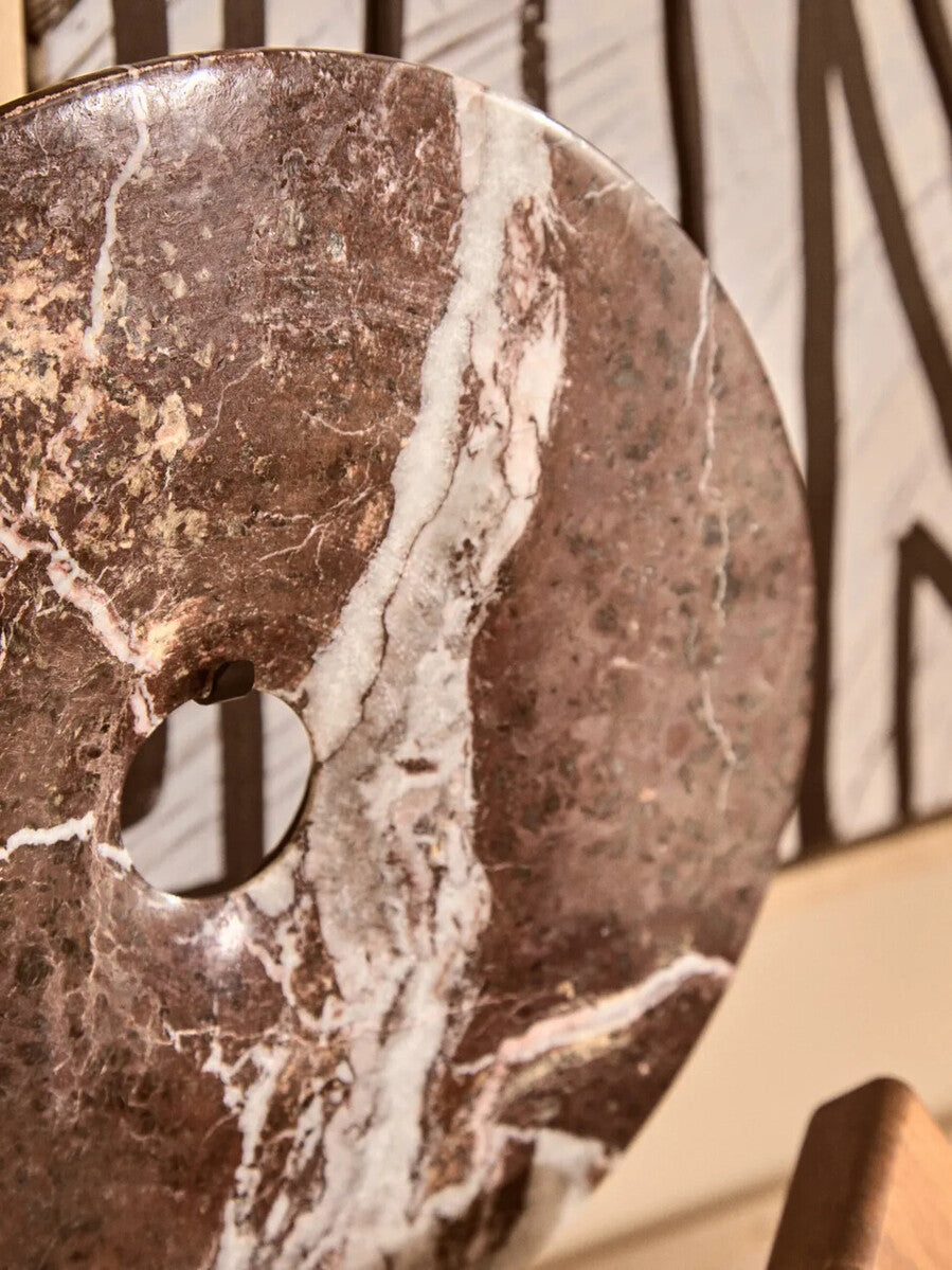 Small Red Marble Round Dia 20cm Disc Sculpture | Salmo
