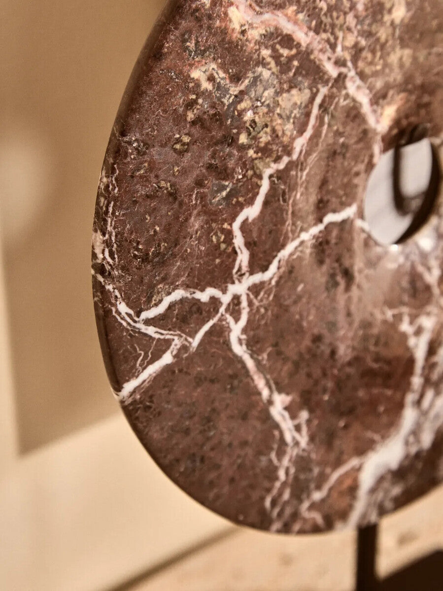 Small Red Marble Round Dia 20cm Disc Sculpture | Salmo