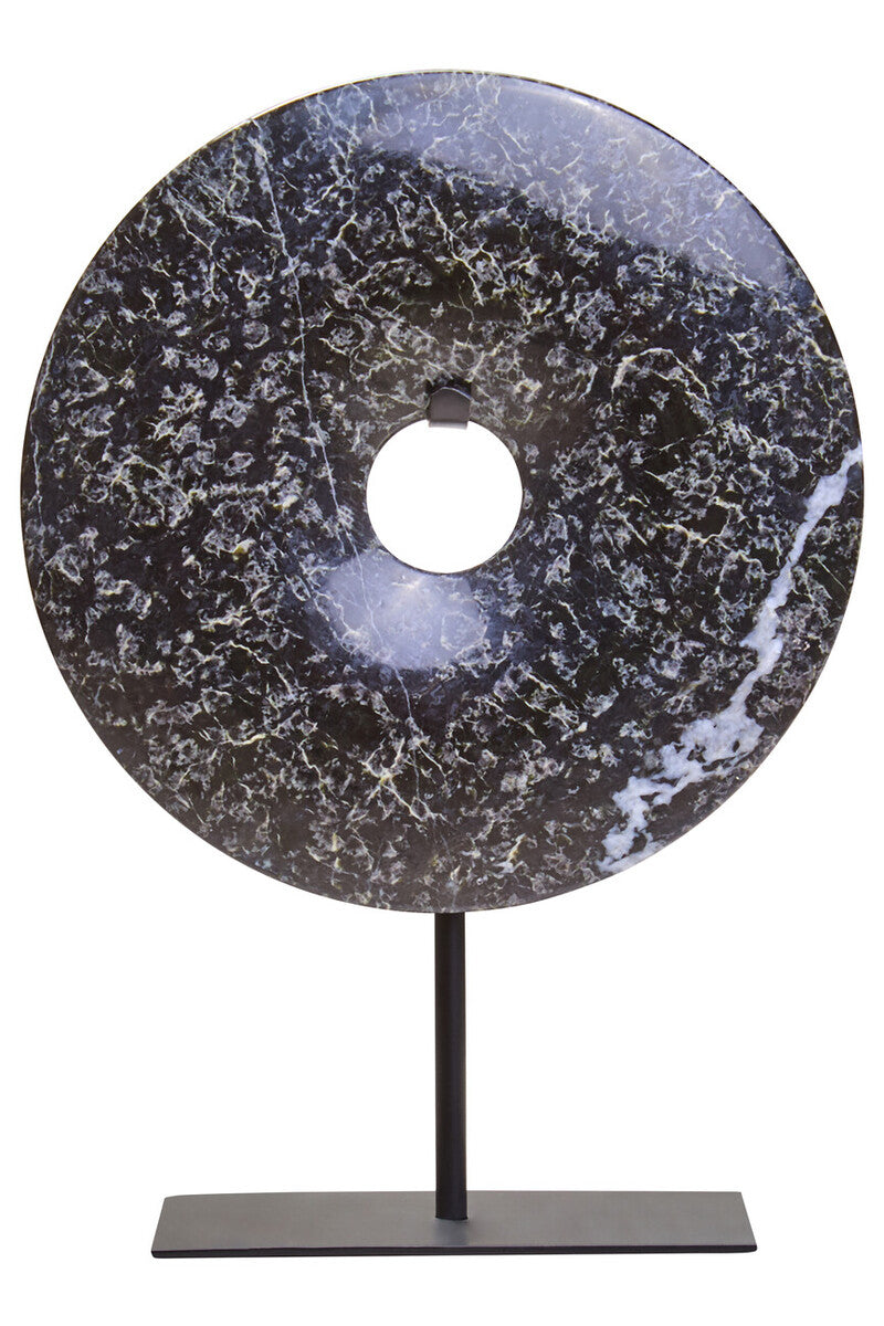 Extra Small Black Marble Round Dia 15cm Disc Sculpture | Salmo