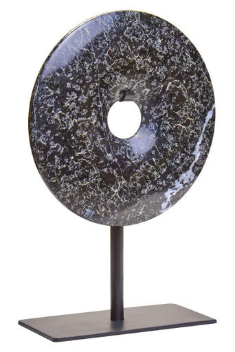 Extra Small Black Marble Round Dia 15cm Disc Sculpture | Salmo