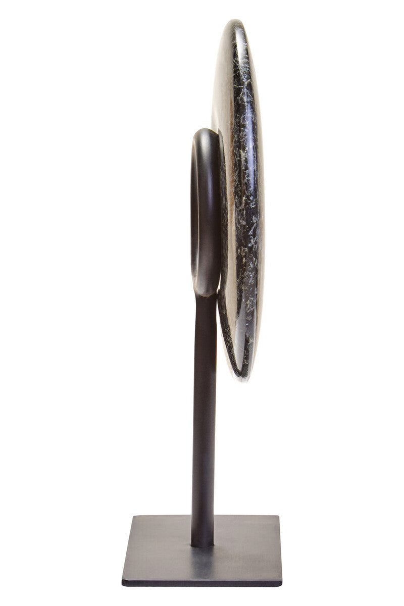 Extra Small Black Marble Round Dia 15cm Disc Sculpture | Salmo