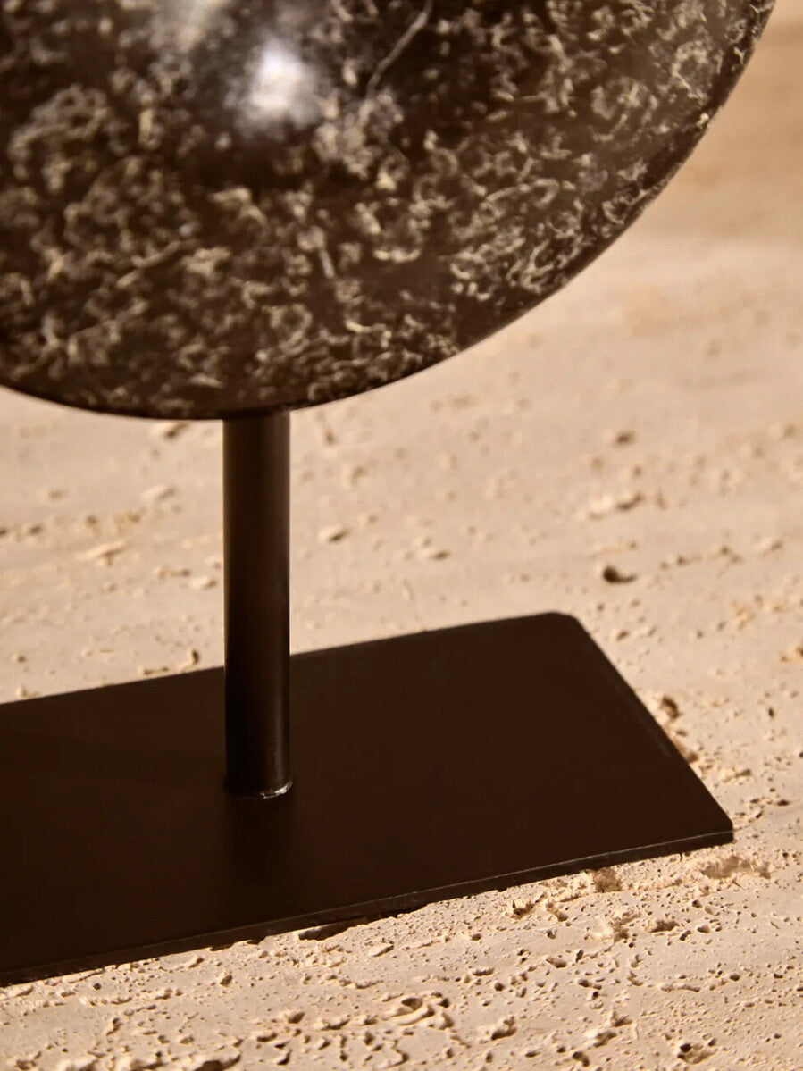 Extra Small Black Marble Round Dia 15cm Disc Sculpture | Salmo