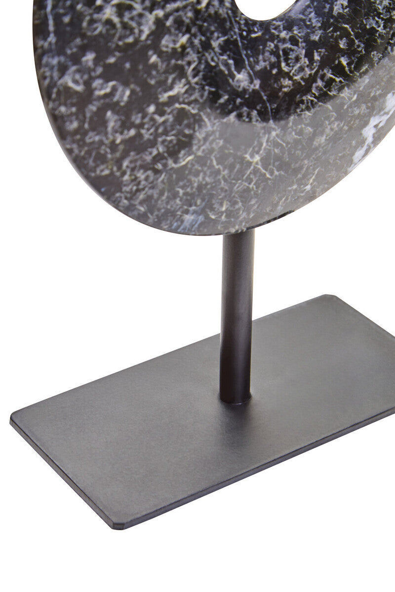 Extra Small Black Marble Round Dia 15cm Disc Sculpture | Salmo